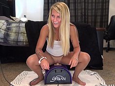 Girlfriends ride the Sybian together