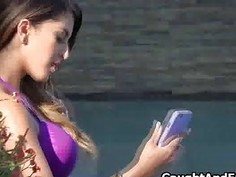 Bikini beauty caught and fucked outdoors