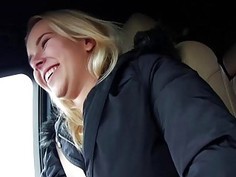 Blonde cutie Nikky Dream gets her pussy fucked in the car