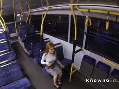 Busty hairy cunt amateur banged in a bus